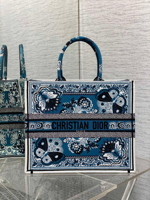 Dior M1286 Large Book Tote Blue and White Butterfly Bandana Embroidery - Default Title - View 1