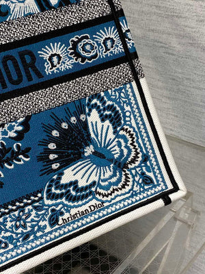 Dior M1286 Large Book Tote Blue and White Butterfly Bandana Embroidery - Default Title - View 3