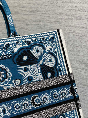 Dior M1286 Large Book Tote Blue and White Butterfly Bandana Embroidery - Default Title - View 5