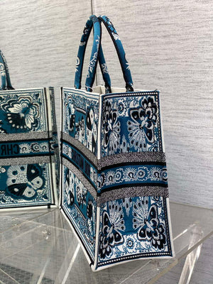 Dior M1286 Large Book Tote Blue and White Butterfly Bandana Embroidery - Default Title - View 6