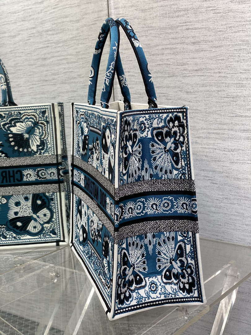 Dior M1286 Large Book Tote Blue and White Butterfly Bandana Embroidery - Default Title - View 6