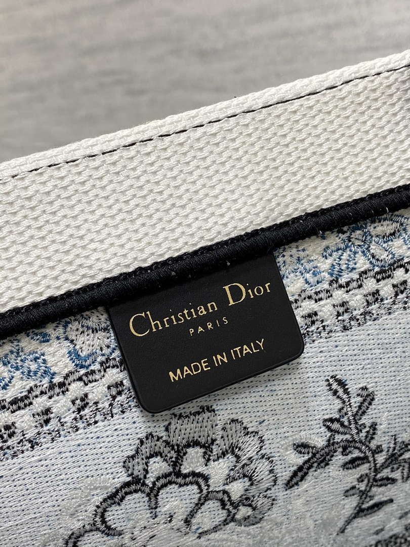 Dior M1286 Large Book Tote Blue and White Butterfly Bandana Embroidery