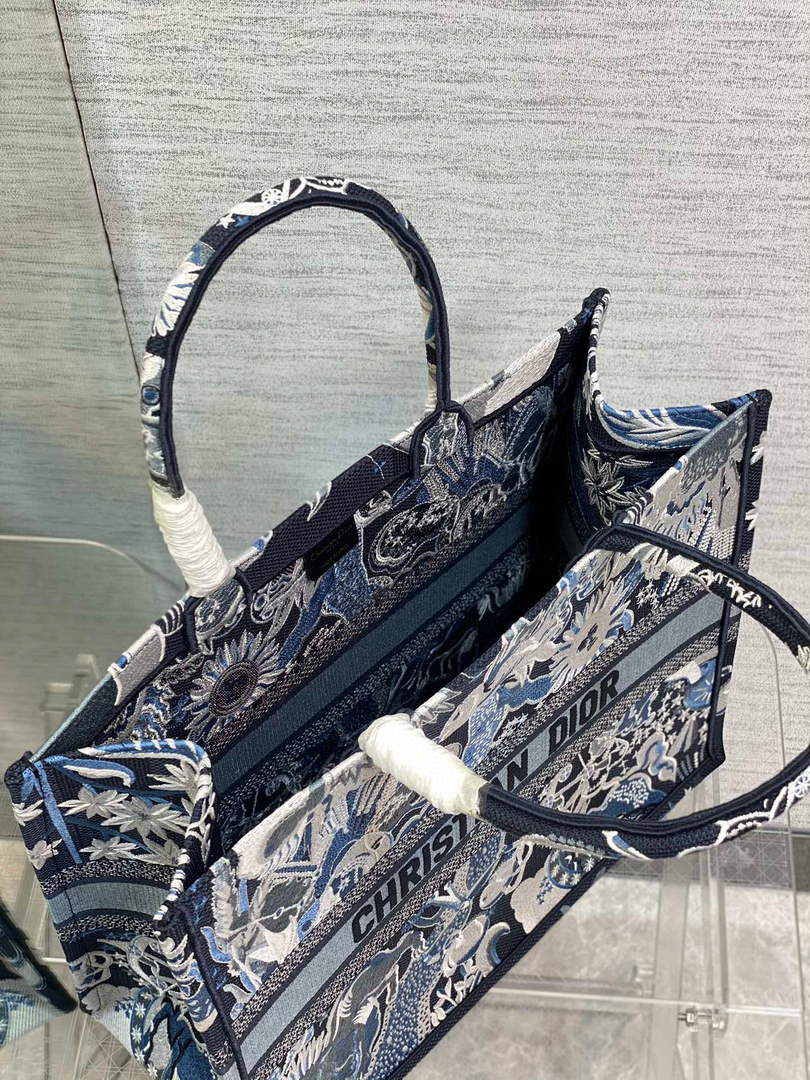 Dior M1286 Large Book Tote Blue Multicolor Zodiac Fantastico Embroidery