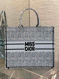 Dior M1286 Large Book Tote Pale Blue and Black Miss Dior Allover M1118
