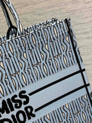 Dior M1286 Large Book Tote Pale Blue and Black Miss Dior Allover M1118 - Default Title - View 3