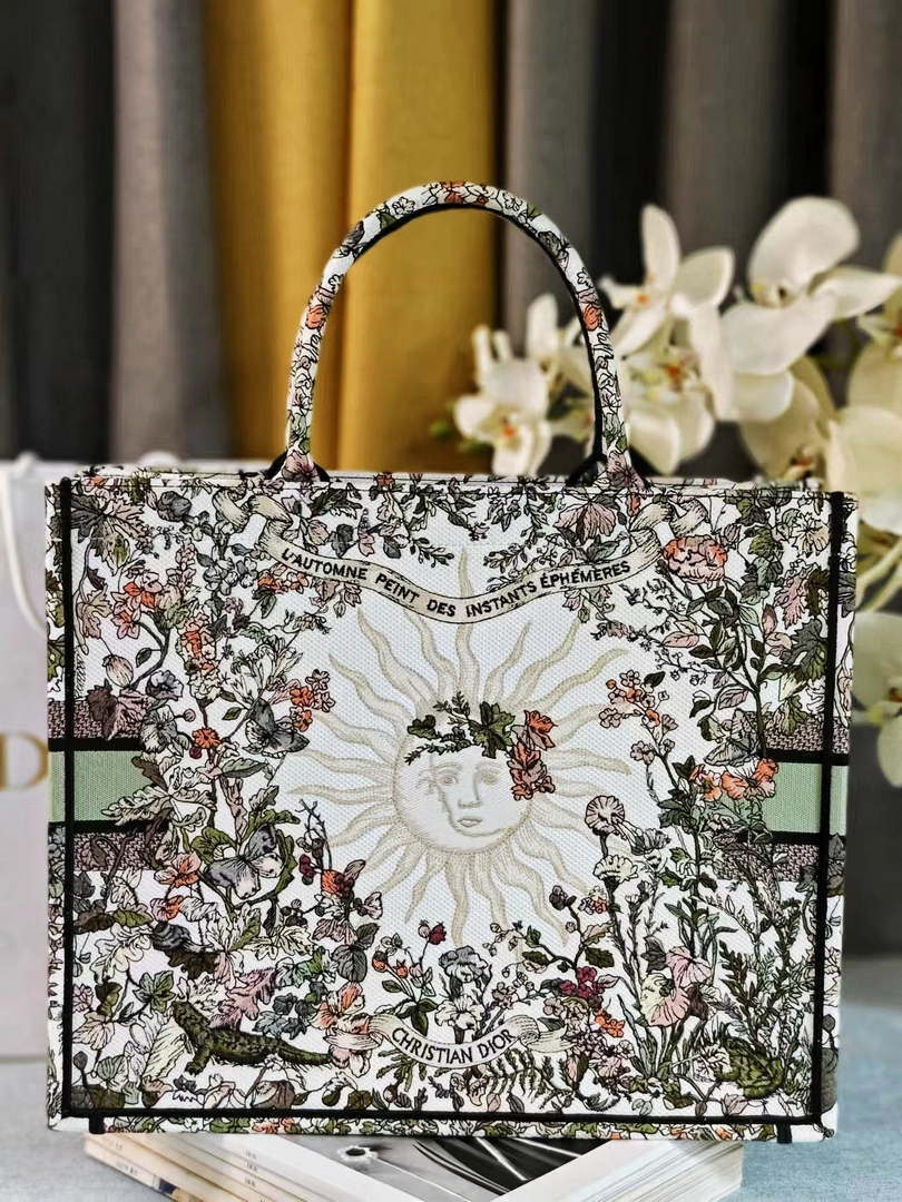 Dior M1286 Large Book Tote Toile de Jouy Embroidery M1106
