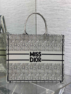 Dior M1286 Large Book Tote White and Black Miss Dior Alloverr M1120 - Default Title - View 1
