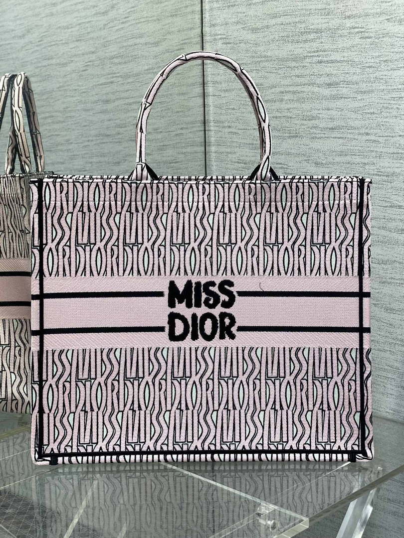 Dior M1286 Large Book Tote White and Pale Pink Miss Dior Alloverr M1119