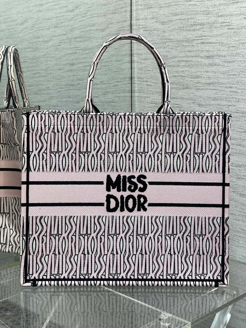 Dior M1286 Large Book Tote White and Pale Pink Miss Dior Alloverr M1119
