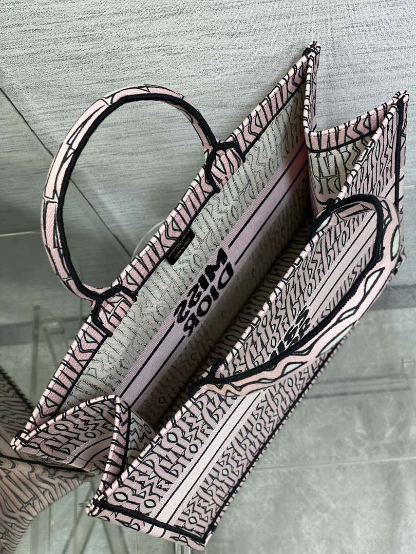 Dior M1286 Large Book Tote White and Pale Pink Miss Dior Alloverr M1119