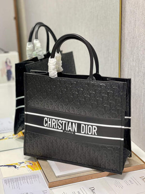 Dior M1286 Large Book Tote Black Perforated and Embossed Oblique Calfskin - Default Title - View 3
