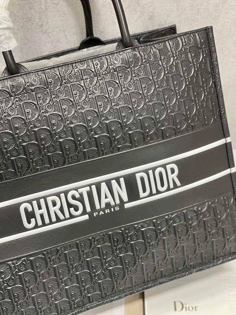 Dior M1286 Large Book Tote Black Perforated and Embossed Oblique Calfskin