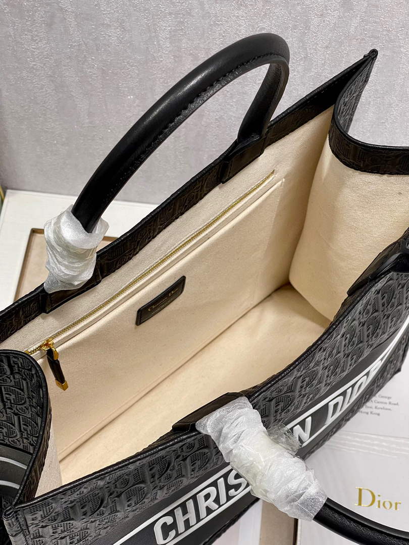 Dior M1286 Large Book Tote Black Perforated and Embossed Oblique Calfskin