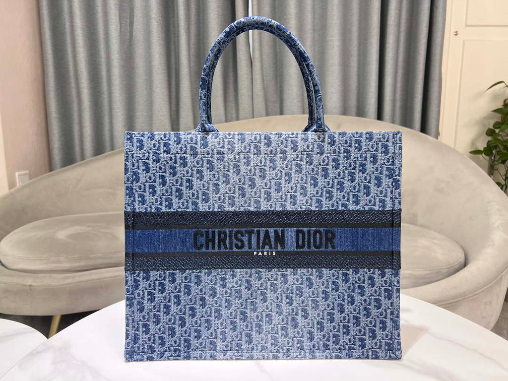Dior M1286 Large Dior Book Tote Blue Denim Dior Oblique Jacquard M2013