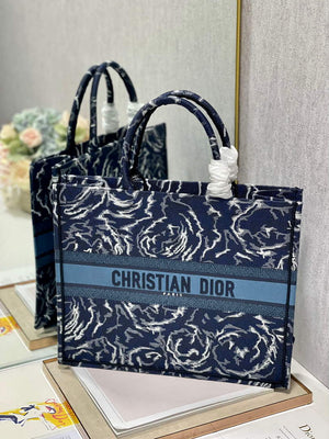 Dior M1286 Large Book Tote Blue Dior Roses embroidery - Default Title - View 3