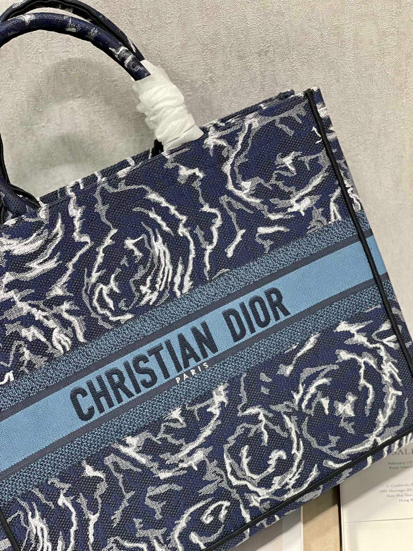 Dior M1286 Large Book Tote Blue Dior Roses embroidery - Default Title - View 5
