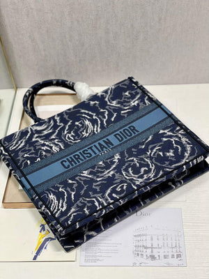 Dior M1286 Large Book Tote Blue Dior Roses embroidery - Default Title - View 6