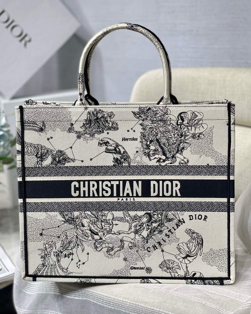 Dior M1286 Large Book Tote Toile de Jouy Zodiac latte embroidery - Default Title - View 1