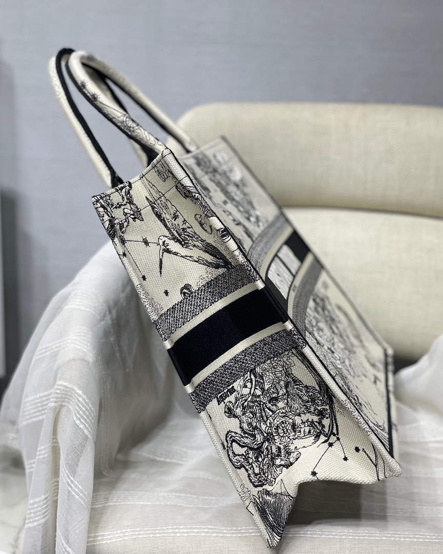Dior M1286 Large Book Tote Toile de Jouy Zodiac latte embroidery - Default Title - View 7