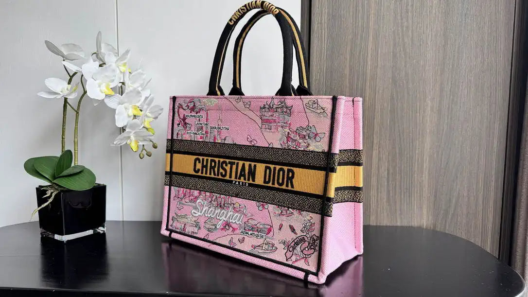 Dior M1286 Souvenir Large Dior Book Tote Natural Raffia and Multicolor Embroidered M1142