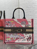 Dior M1286 Souvenir Large Dior Book Tote Natural Raffia and Multicolor Embroidered M1132