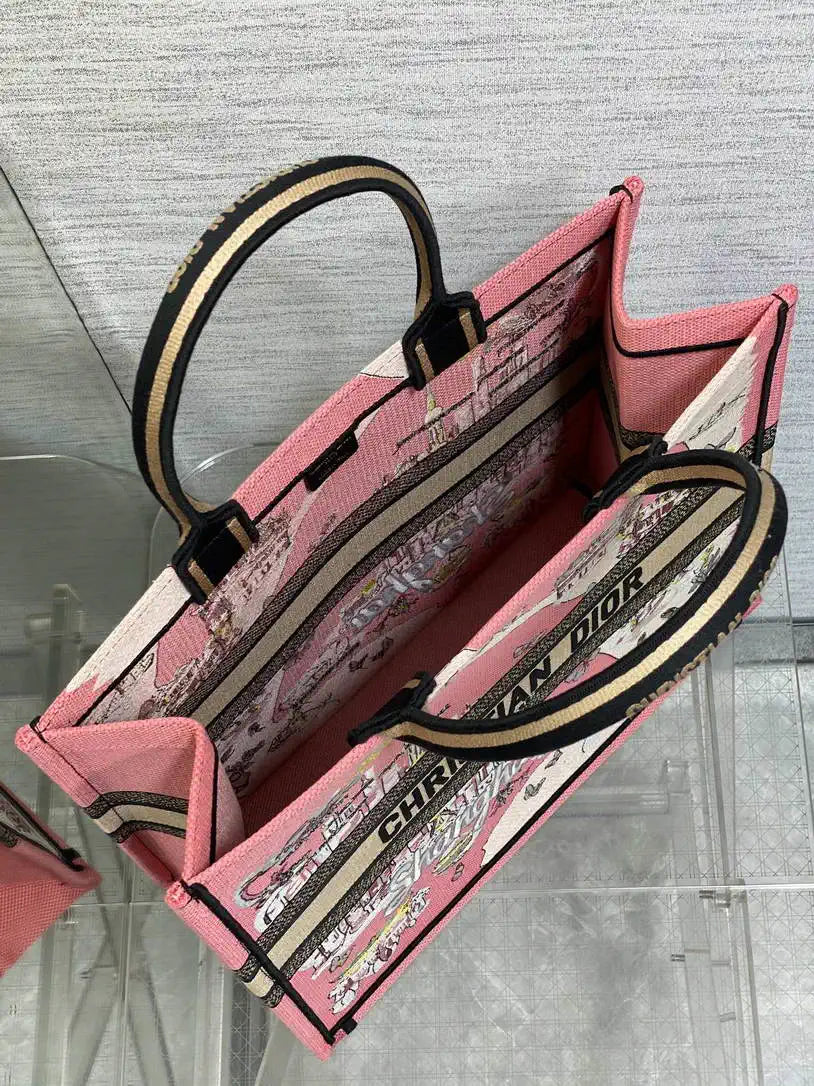 Dior M1286 Souvenir Large Dior Book Tote Natural Raffia and Multicolor Embroidered M1132