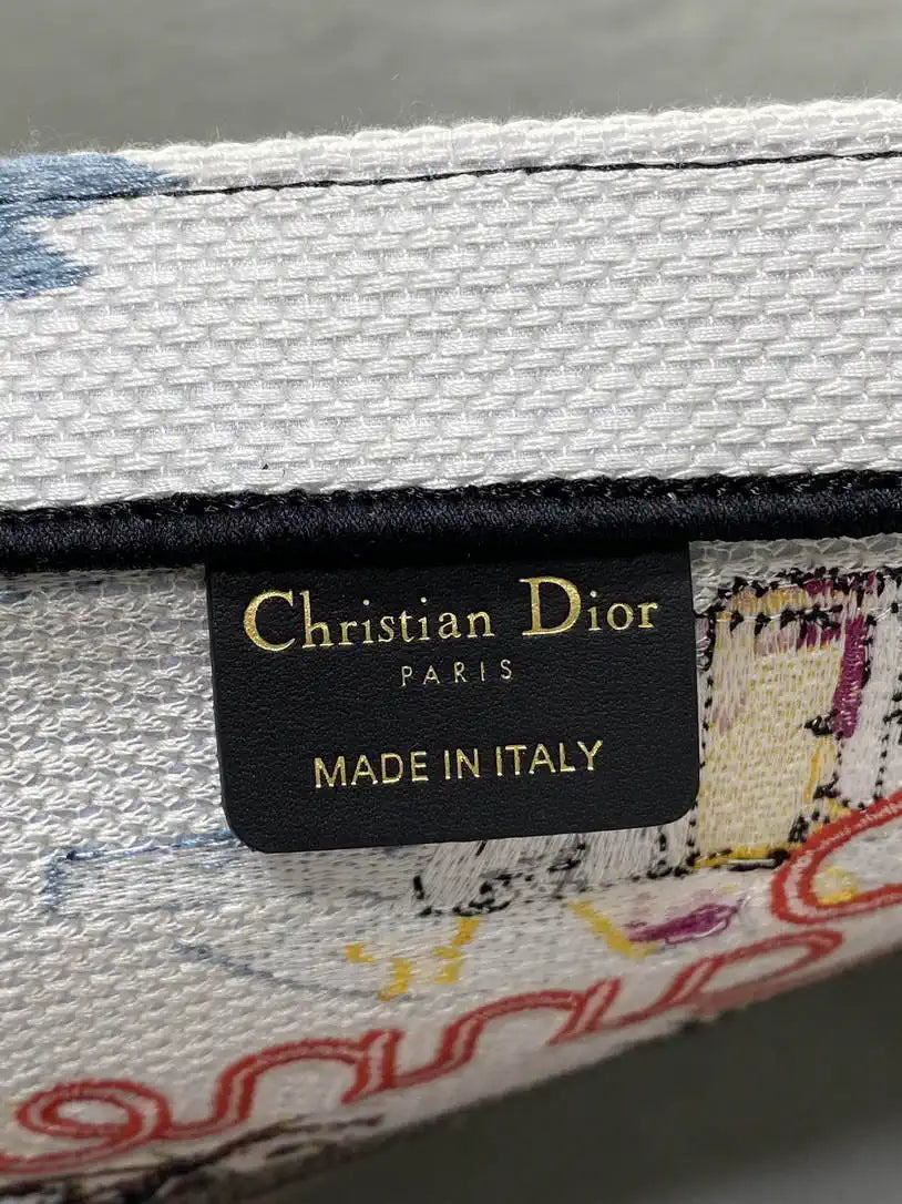 Dior M1286 Souvenir Large Dior Book Tote Natural Raffia and Multicolor Embroidered M1133