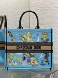Dior M1286 Souvenir Large Dior Book Tote Natural Raffia and Multicolor Embroidered M1137