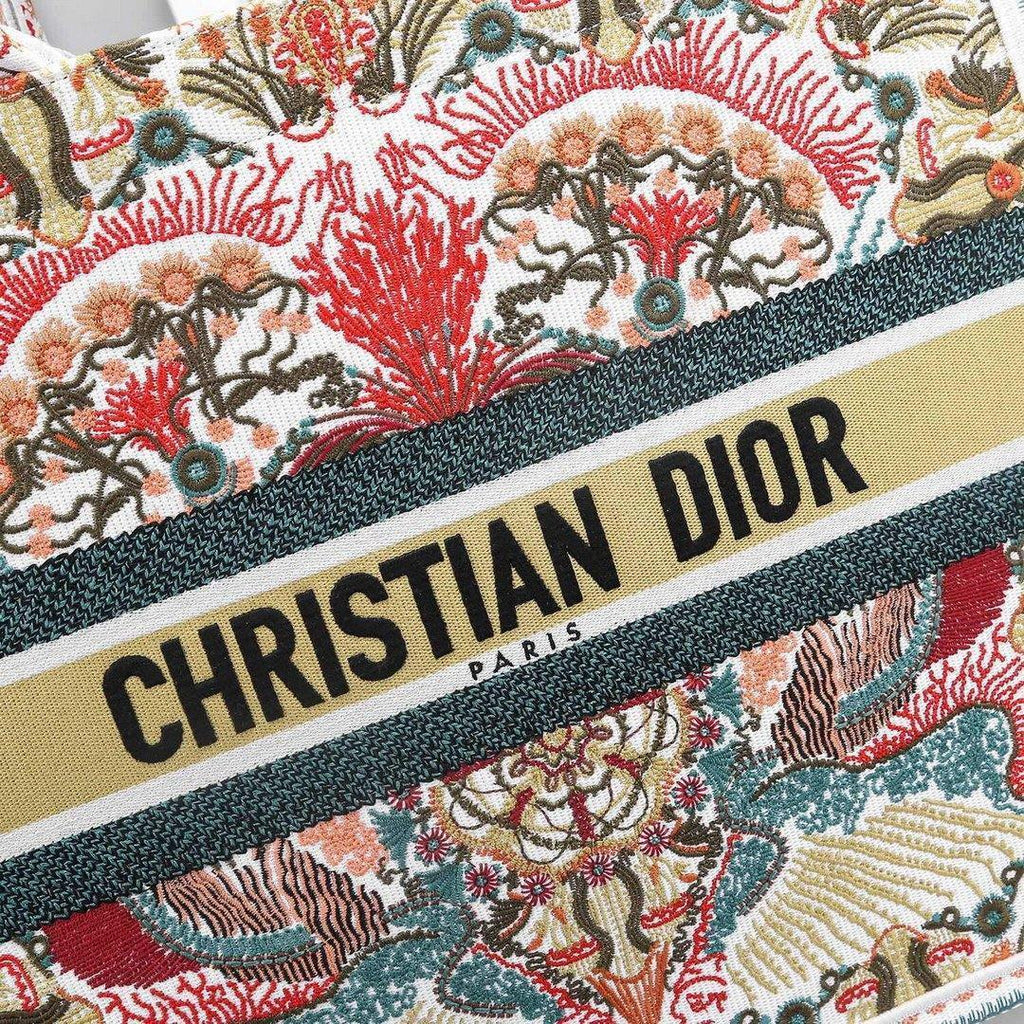 Dior M1286 Book Tote Christian Dior Multicolor Red and Green - Voguebags