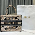 Dior M1296 Book Tote Medium Beige and White Butterfly Bandana Embroidery M095 - Default Title - View 1