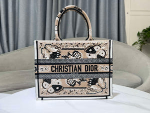 Dior M1296 Book Tote Medium Beige and White Butterfly Bandana Embroidery M095 - Default Title - View 2