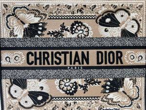 Dior M1296 Book Tote Medium Beige and White Butterfly Bandana Embroidery M095 - Default Title - View 4