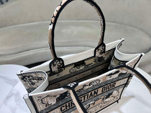 Dior M1296 Book Tote Medium Beige and White Butterfly Bandana Embroidery M095 - Default Title - View 8