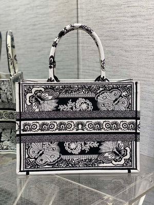 Dior M1296 Book Tote Medium Black and White Butterfly Bandana Embroidery M093 - Default Title - View 4