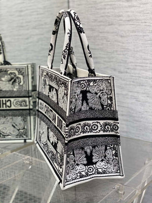 Dior M1296 Book Tote Medium Black and White Butterfly Bandana Embroidery M093 - Default Title - View 6