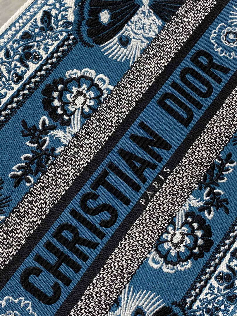 Dior M1296 Book Tote Medium Blue and White Butterfly Bandana Embroidery M094