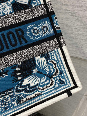 Dior M1296 Book Tote Medium Blue and White Butterfly Bandana Embroidery M094 - Default Title - View 4