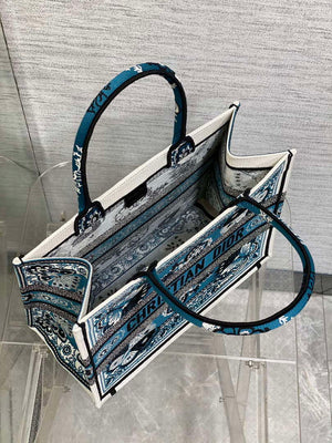Dior M1296 Book Tote Medium Blue and White Butterfly Bandana Embroidery M094 - Default Title - View 9