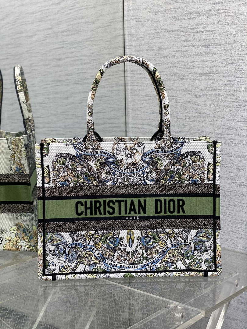 Dior M1296 Book Tote Medium Blue and White Butterfly Bandana Embroidery M098 - Default Title - View 1