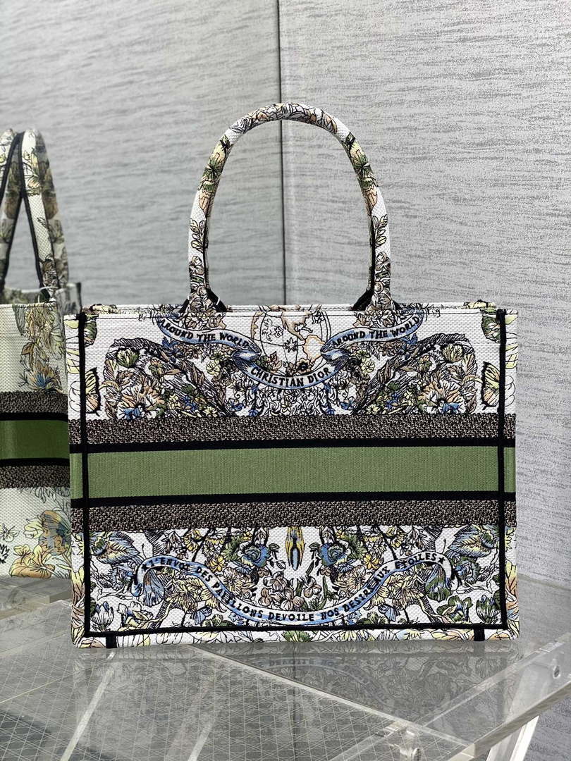 Dior M1296 Book Tote Medium Blue and White Butterfly Bandana Embroidery M098