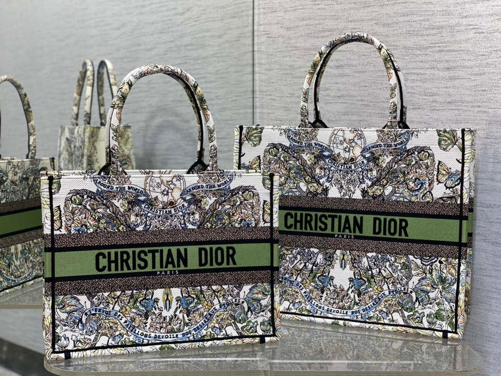 Dior M1296 Book Tote Medium Blue and White Butterfly Bandana Embroidery M098