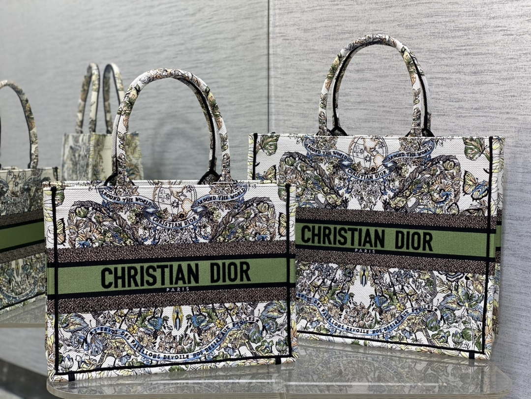 Dior M1296 Book Tote Medium Blue and White Butterfly Bandana Embroidery M098