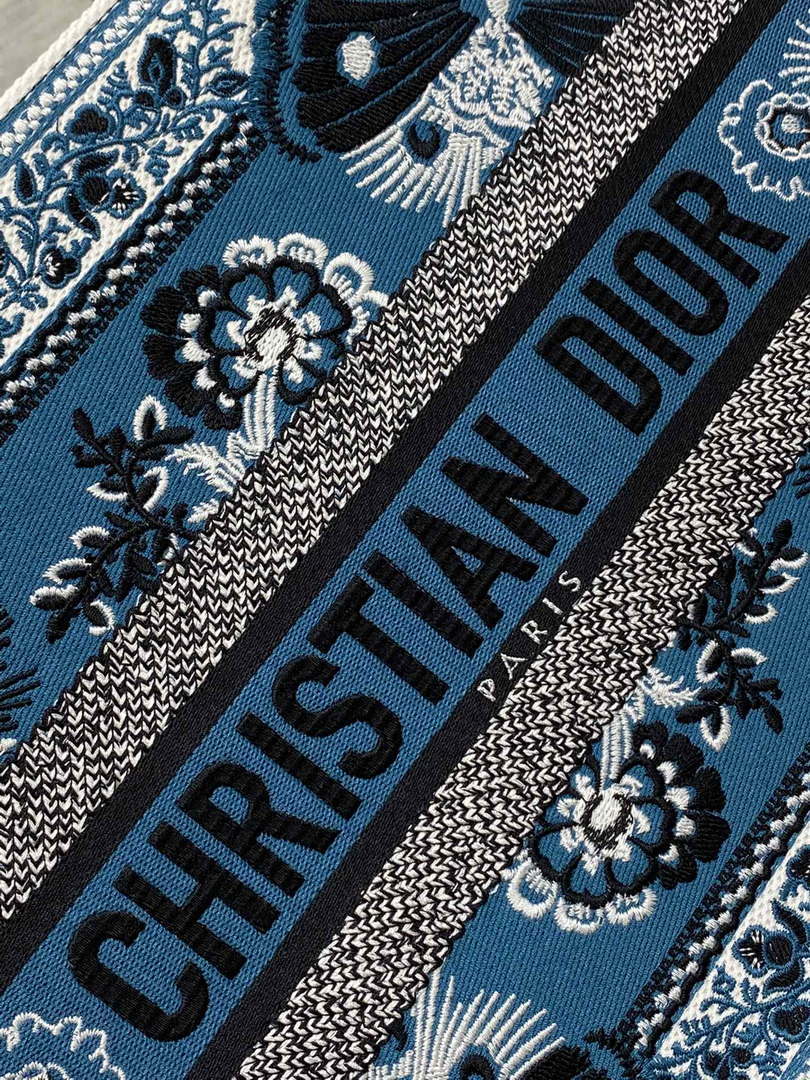 Dior M1296 Book Tote Medium Blue and White Butterfly Bandana Embroidery M099