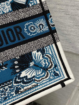 Dior M1296 Book Tote Medium Blue and White Butterfly Bandana Embroidery M099 - Default Title - View 3