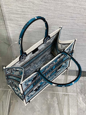 Dior M1296 Book Tote Medium Blue and White Butterfly Bandana Embroidery M099 - Default Title - View 8