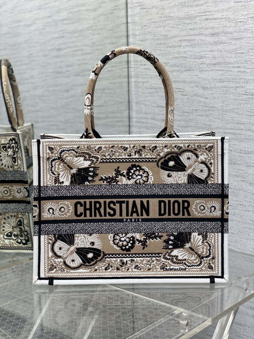 Dior M1296 Book Tote Medium Blue and White Butterfly Bandana Embroidery M100 - Default Title - View 1