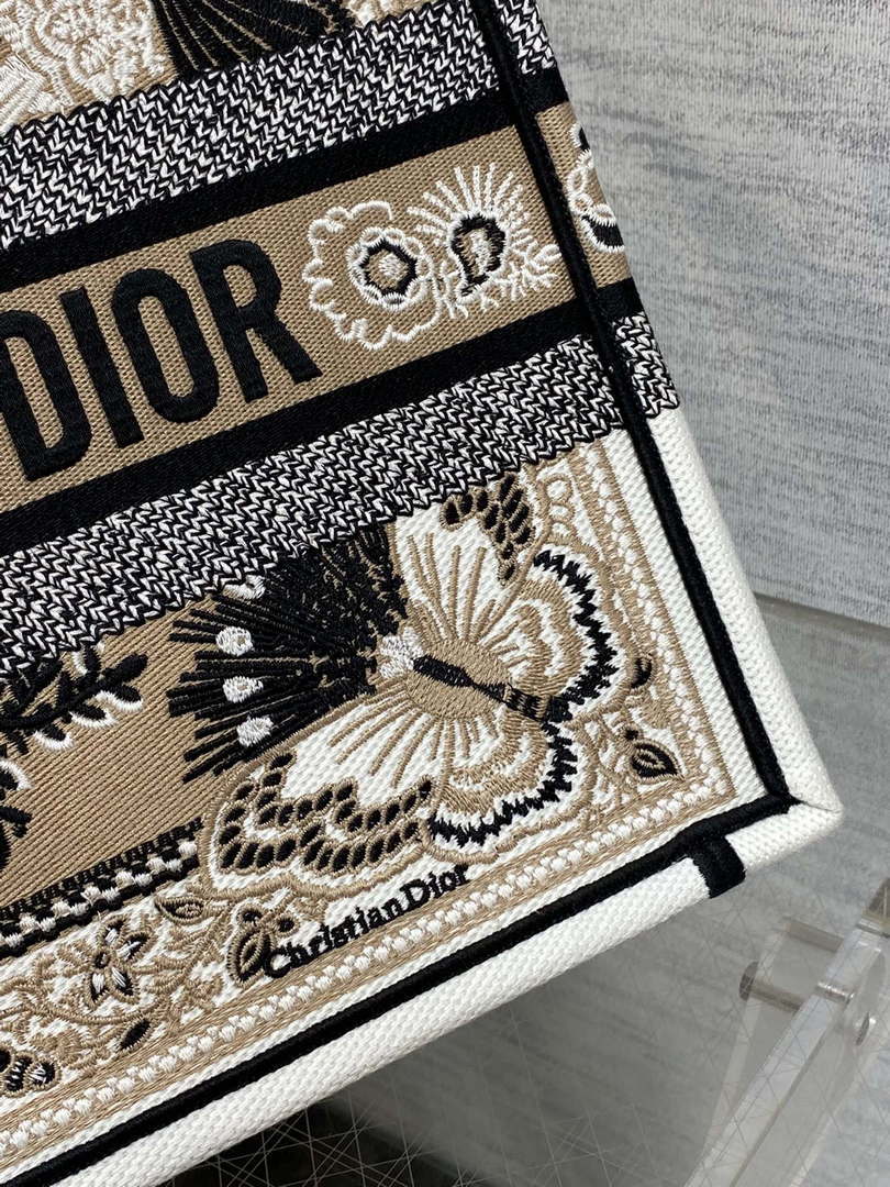 Dior M1296 Book Tote Medium Blue and White Butterfly Bandana Embroidery M100 - Default Title - View 3