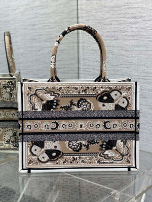 Dior M1296 Book Tote Medium Blue and White Butterfly Bandana Embroidery M100 - Default Title - View 4