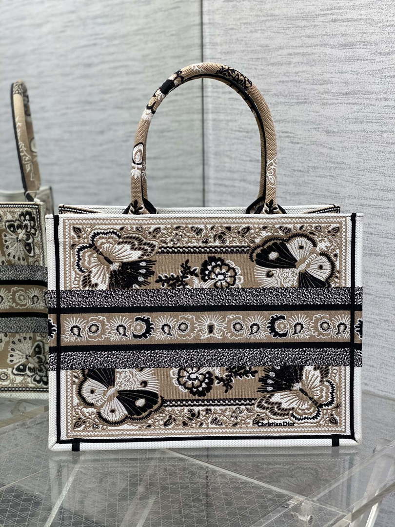 Dior M1296 Book Tote Medium Blue and White Butterfly Bandana Embroidery M100 - Default Title - View 4