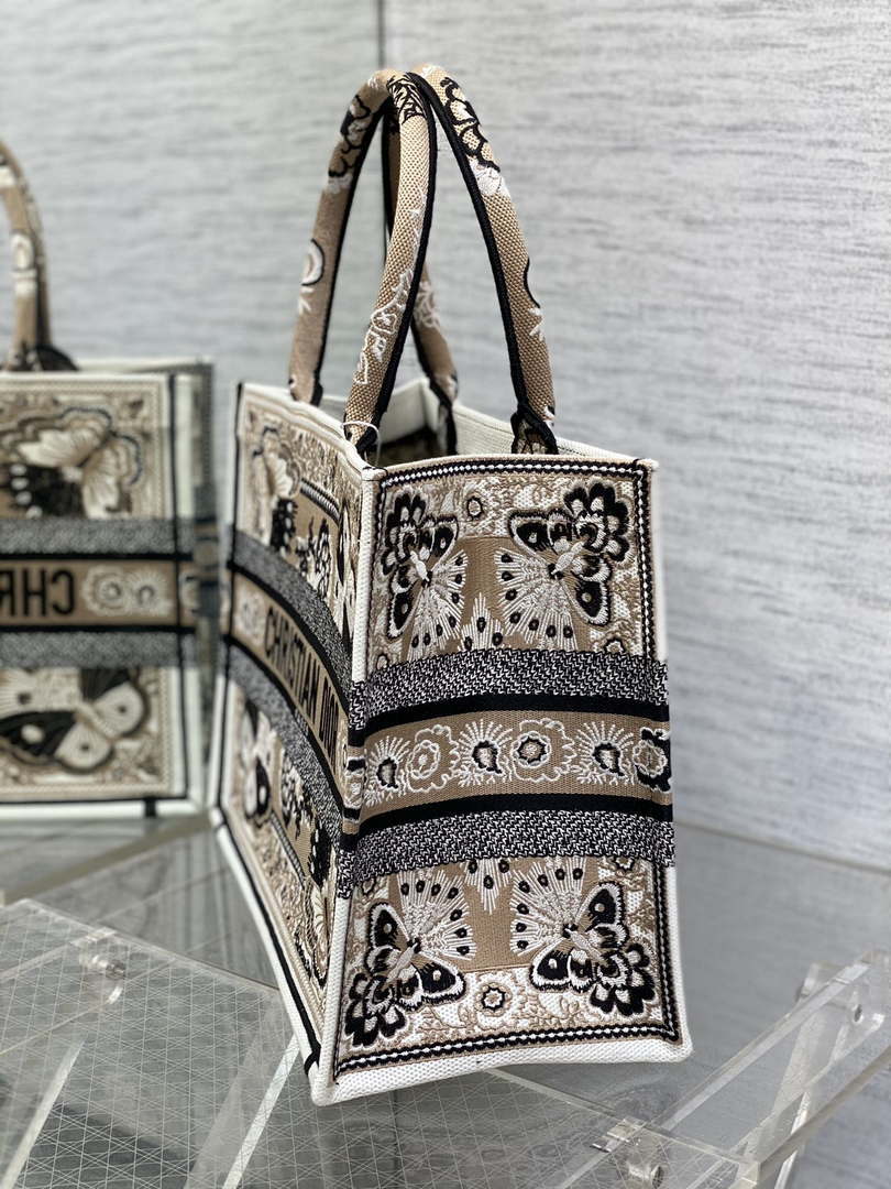 Dior M1296 Book Tote Medium Blue and White Butterfly Bandana Embroidery M100
